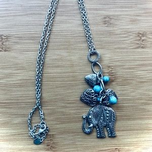 Turquoise and elephant necklace